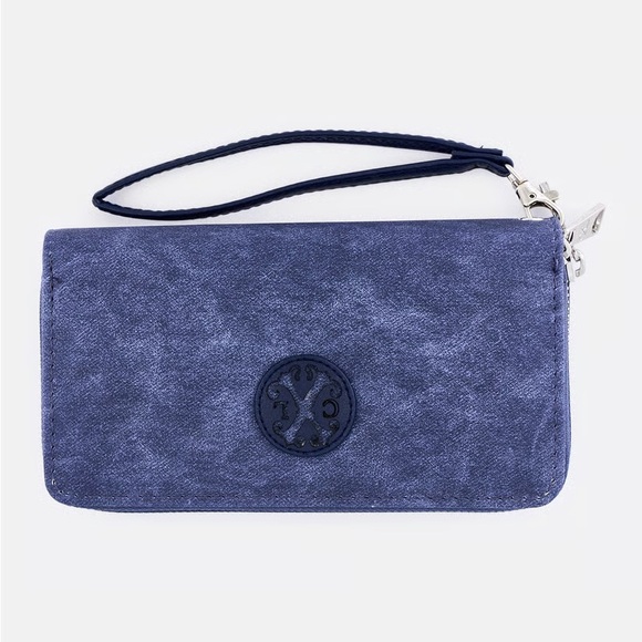 Christian Lacroix Handbags - NWT Christian Lacroix Navy Blue Suede Wristlet Wallet